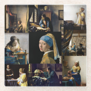 Johannes Vermeer - Masterstuks Patchwork Glazen Onderzetter
