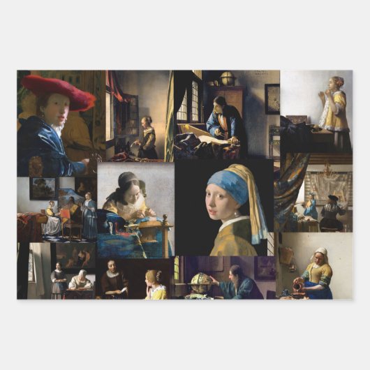 Johannes Vermeer - Masterstuks Patchwork Inpakpapier Vel (Voorkant)