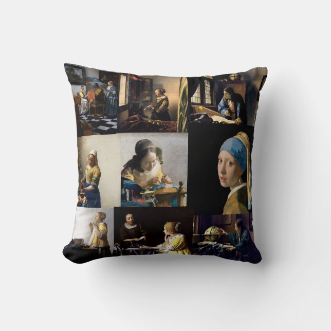 Johannes Vermeer - Masterstuks Patchwork Kussen (Voorkant)