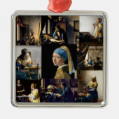 Johannes Vermeer - Masterstuks Patchwork Metalen Ornament (Voorkant)