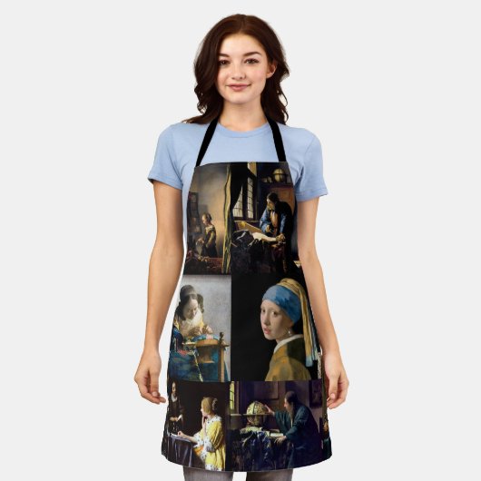 Johannes Vermeer - Masterstuks Patchwork Poster Schort (Gedragen)