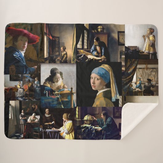 Johannes Vermeer - Masterstuks Patchwork Sherpa Deken (Voorkant (horizontaal))