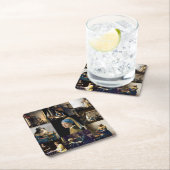 Johannes Vermeer - Masterstuks Patchwork Vierkante Kartonnen Onderzetter (Insitu)