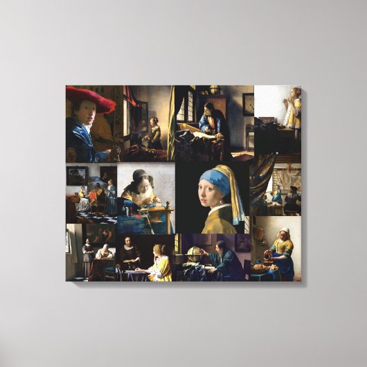 Johannes Vermeer - Masterwerken Patchwork Canvas Afdruk (Voorkant)