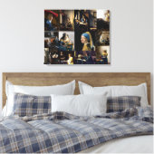 Johannes Vermeer - Masterwerken Patchwork Canvas Afdruk (Insitu (Slaapkamer))