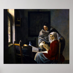 Johannes Vermeer - Meisje dat bij het spelen van m Poster