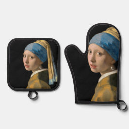 Johannes Vermeer - Meisje met de Parel Ovenwant & Pannenlap Set