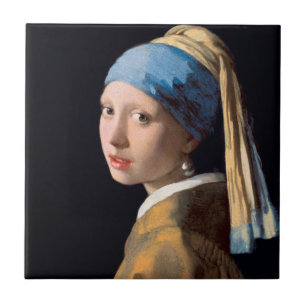 JOHANNES VERMEER - Meisje met een parel van 1665 Tegeltje