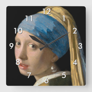 Johannes Vermeer - Meisje met een parel Vierkante Klok