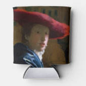 Johannes Vermeer - Meisje met een rood Pet Blikjeskoeler (Voorkant)
