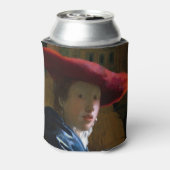 Johannes Vermeer - Meisje met een rood Pet Blikjeskoeler (Blikje Achterkant)