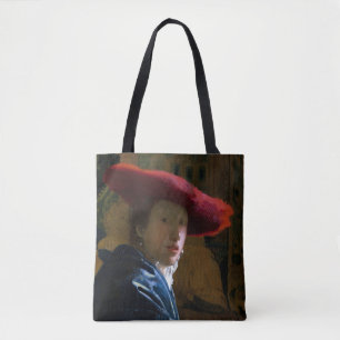 Johannes Vermeer - Meisje met een rood Pet Draagtas