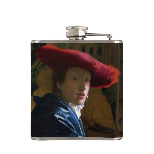Johannes Vermeer - Meisje met een rood Pet Heupfles (Achterkant)