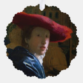 Johannes Vermeer - Meisje met een rood Pet Ornament Kaart (Achterkant)