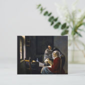 Johannes Vermeer - Meisje onderbroken bij haar muz Briefkaart (Staand voorkant)