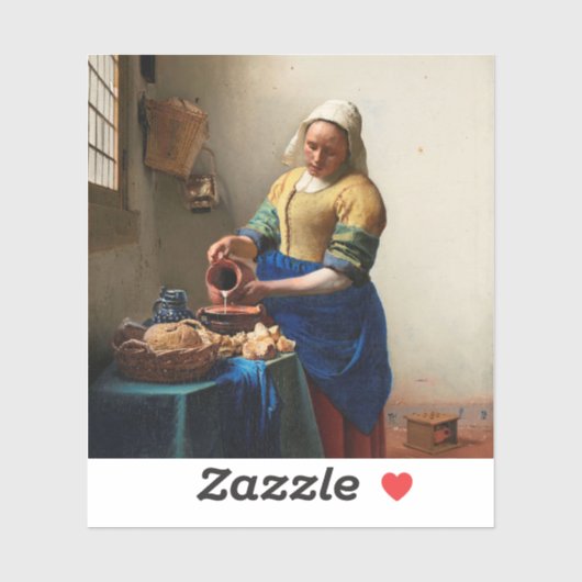Johannes Vermeer Milkmaid.  beeldende kunst Sticker (Vel)
