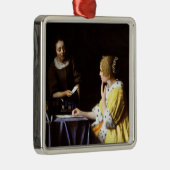Johannes Vermeer - Mistress en Maid Metalen Ornament (Rechts)