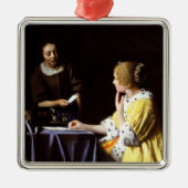Johannes Vermeer - Mistress en Maid Metalen Ornament (Voorkant)