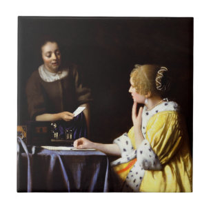 Johannes Vermeer - Mistress en Maid Tegeltje