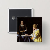 Johannes Vermeer - Mistress en Maid Vierkante Button 5,1 Cm (Voorkant /achterkant)