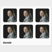 Johannes Vermeer - Studie van een jonge vrouw Vierkante Sticker (Vel)