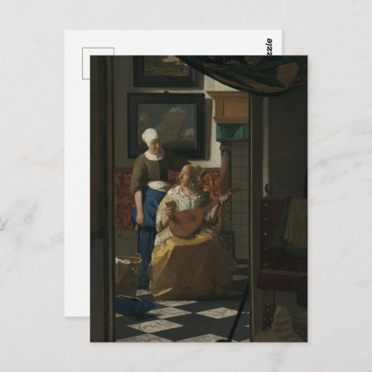 Johannes Vermeer, The Love Letter 17th C. Fine Art Briefkaart (Voorkant / Achterkant)
