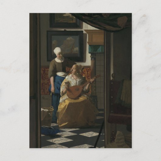 Johannes Vermeer, The Love Letter 17th C. Fine Art Briefkaart (Voorkant)