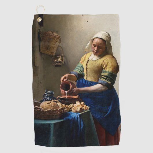 Johannes Vermeer - The Milkmaid Golfhanddoek (Voorkant)