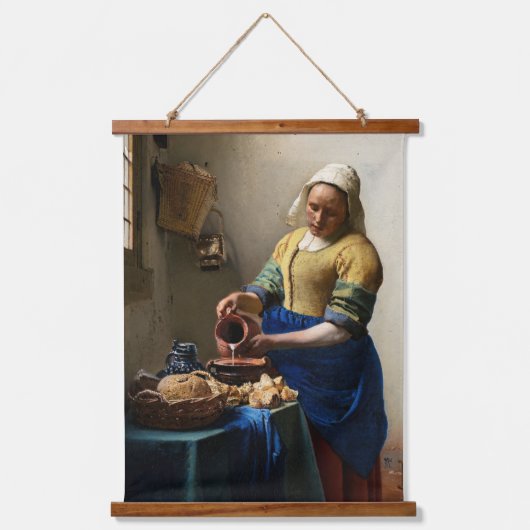 Johannes Vermeer - The Milkmaid Hangend Wandkleed (Voorkant)