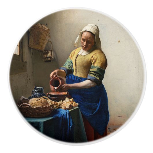 Johannes Vermeer - The Milkmaid Keramische Knop (Voorkant)