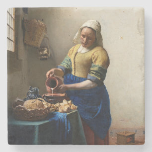 Johannes Vermeer - The Milkmaid Stenen Onderzetter