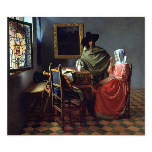 Johannes Vermeer The Wine Glass Foto Afdruk (Voorkant)