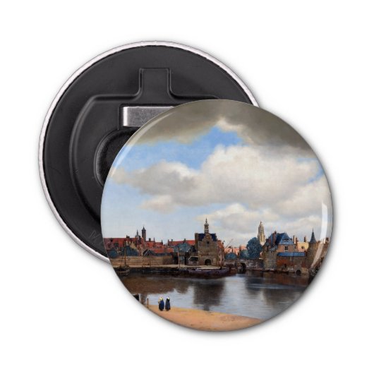 Johannes Vermeer - Uitzicht van Delft Button Flesopener (Voorkant)