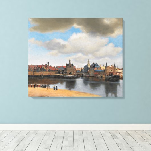 Johannes Vermeer, van Deft, Uitzicht Delft Canvas Afdruk (Insitu (Houten vloer))