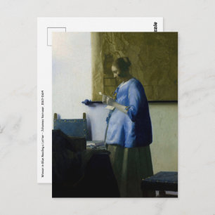 Johannes Vermeer - Vrouw in Blauw Leest een brief Briefkaart