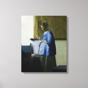 Johannes Vermeer - Vrouw in Blauw Leest een brief Canvas Afdruk