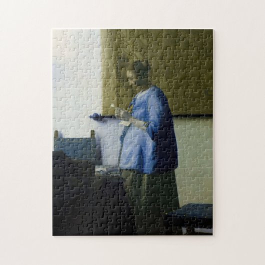 Johannes Vermeer - Vrouw in Blauw Leest een brief Legpuzzel (Verticaal)