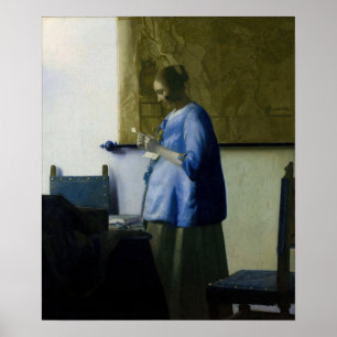 Johannes Vermeer - Vrouw in Blauw Leest een brief Poster