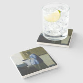 Johannes Vermeer - Vrouw in Blauw Leest een brief Stenen Onderzetter (Zijkant)