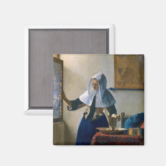 Johannes Vermeer - Vrouw met een waterpitcher Magneet (Voorkant / Achterkant)