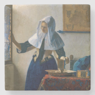 Johannes Vermeer - Vrouw met een waterpitcher Stenen Onderzetter