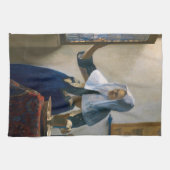 Johannes Vermeer - Vrouw met een waterpitcher Theedoek (Horizontaal)