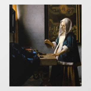 Johannes Vermeer - Woman Holding a Balance Raamsticker