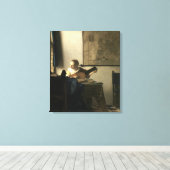 Johannes Vermeer Woman met een Lute Canvas Afdruk (Insitu (Houten vloer))