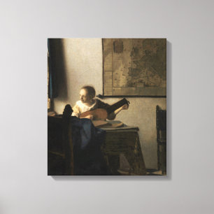 Johannes Vermeer - Young Woman met een Lute Canvas Afdruk