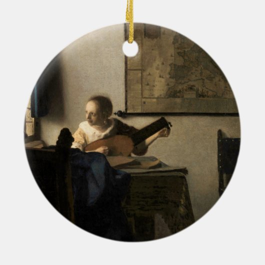 Johannes Vermeer - Young Woman met een Lute Keramisch Ornament (Achterkant)