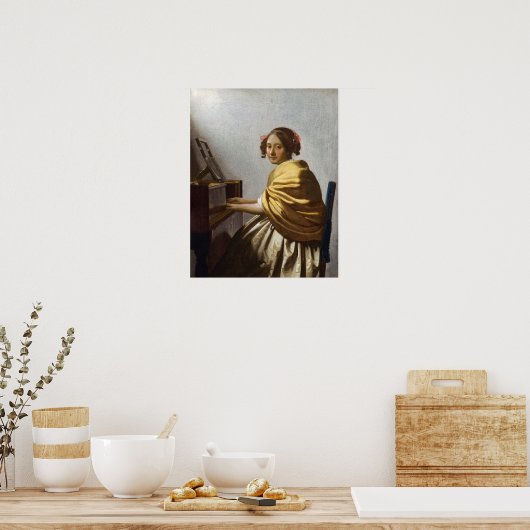 Johannes Vermeer - Young Woman Seated at Virginal Poster (Keuken)