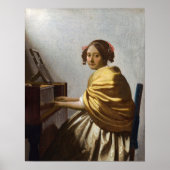 Johannes Vermeer - Young Woman Seated at Virginal Poster (Voorkant)