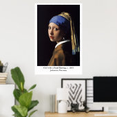 Johannes Vermeer's meisje met een pareltje Poster (Thuiskantoor)