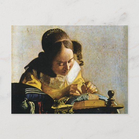 Johannes Vermeer's The Lacemaker (ongeveer 1670) Briefkaart (Voorkant)